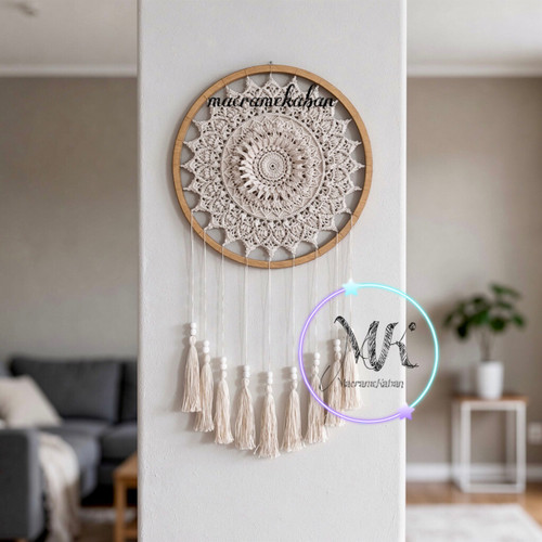 دیوارکوب قلاب بافی ماندالا مدل پیرت قطر ۳۷ سانت