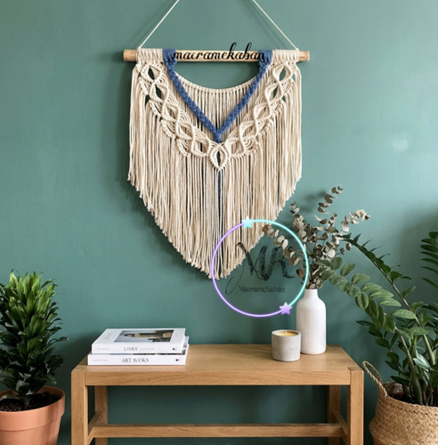 مینی دیوارکوب مکرومه مدل آیسا ابعاد ۵۵ در ۶۵ سانت