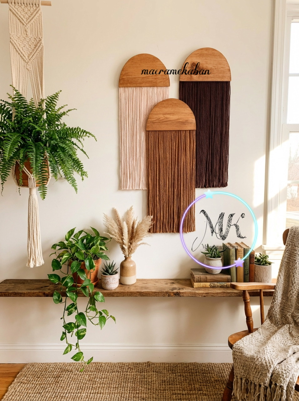 بومریس نیم دایره مکرومه ابعاد ۳۰ در ۷۰ سانت