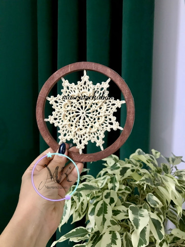 دیوارکوب ماندالا قلاب بافی مدل دونه برفی قطر 15 سانت